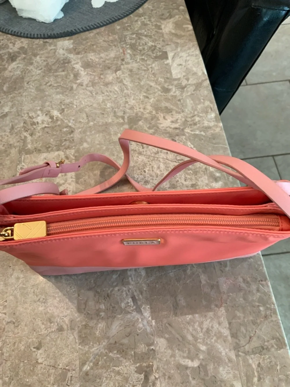Furla Coral and Light Pink Shoulder Bag GUC - Picture 14 of 16